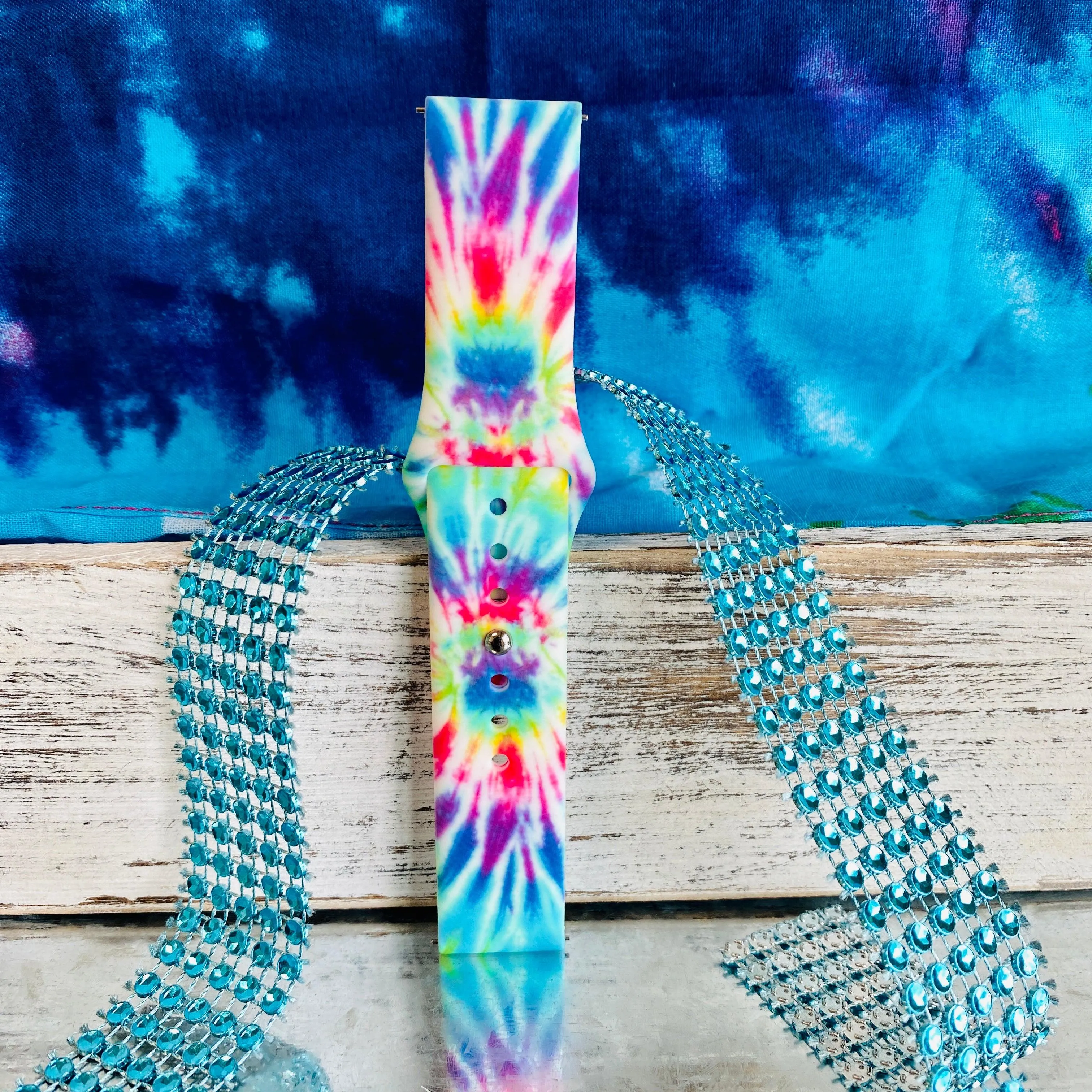 Blue Tie Dye Print Silicone Band For Samsung Watch