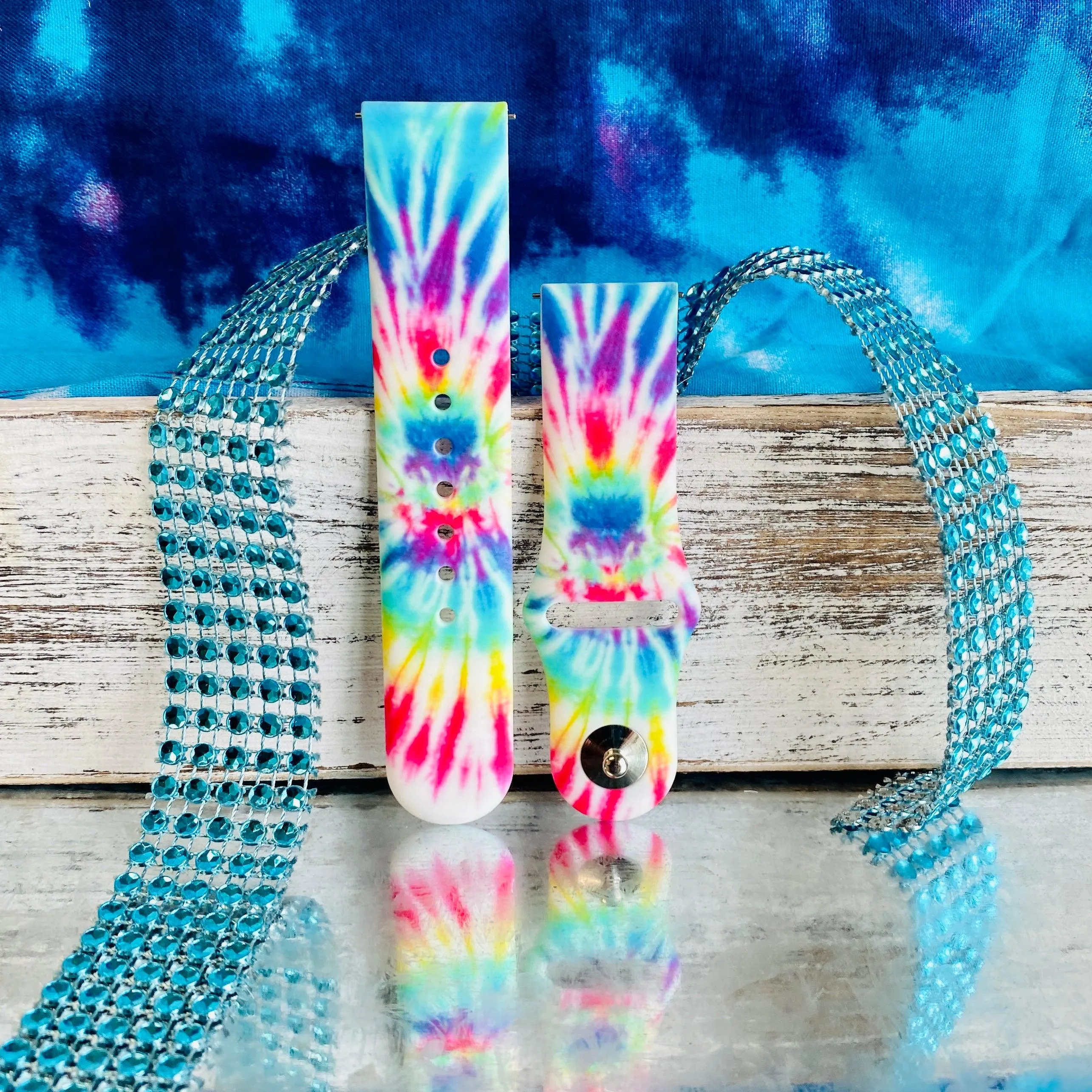 Blue Tie Dye Print Silicone Band For Samsung Watch