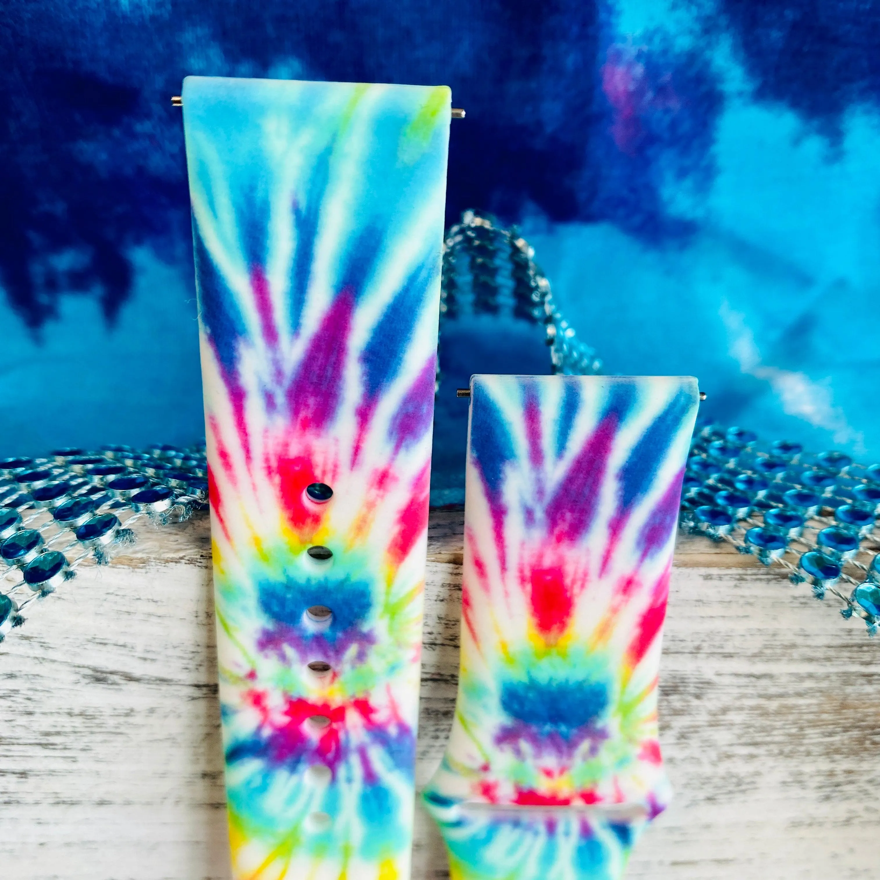 Blue Tie Dye Print Silicone Band For Samsung Watch