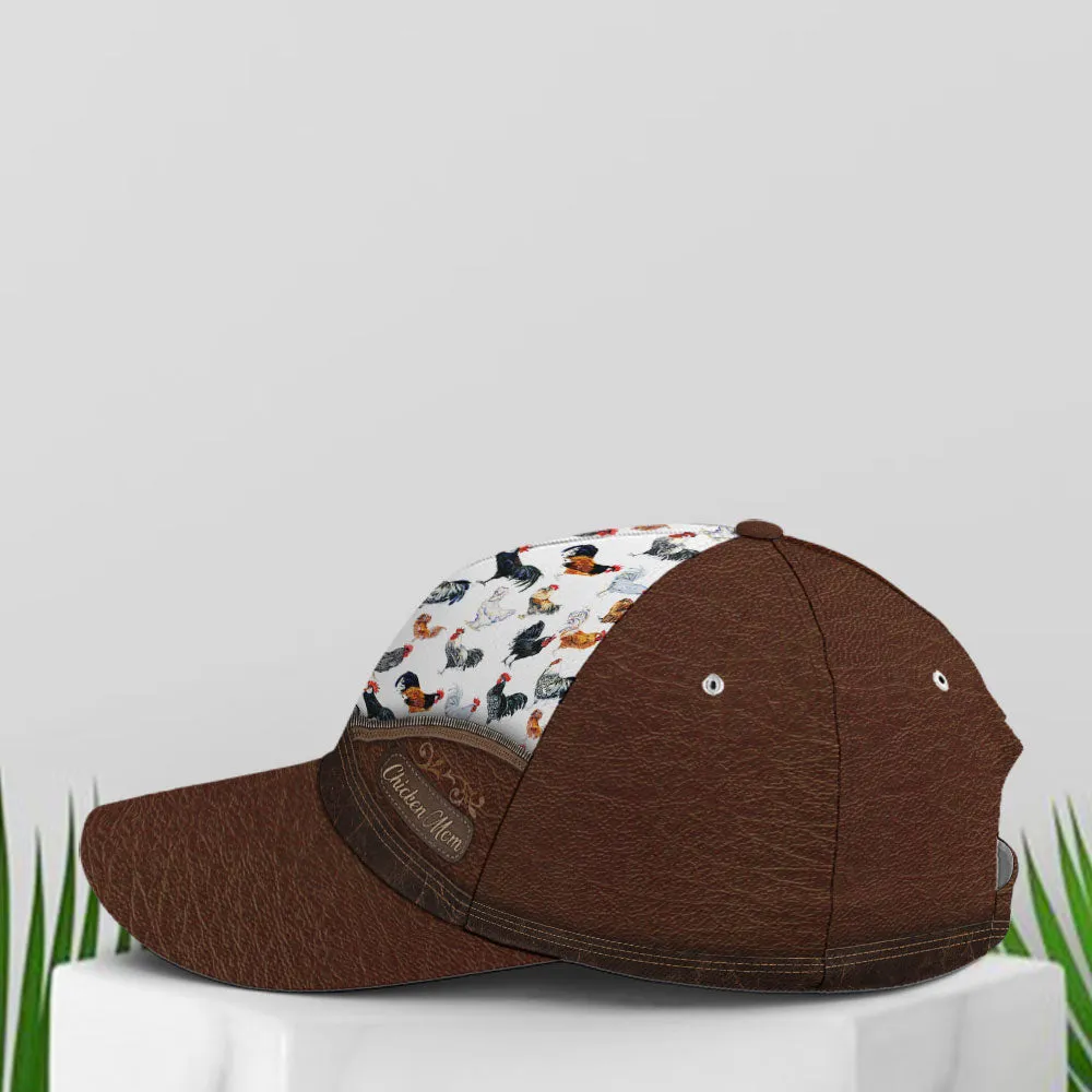 Chicken Mom Leather Baseball Cap Coolspod