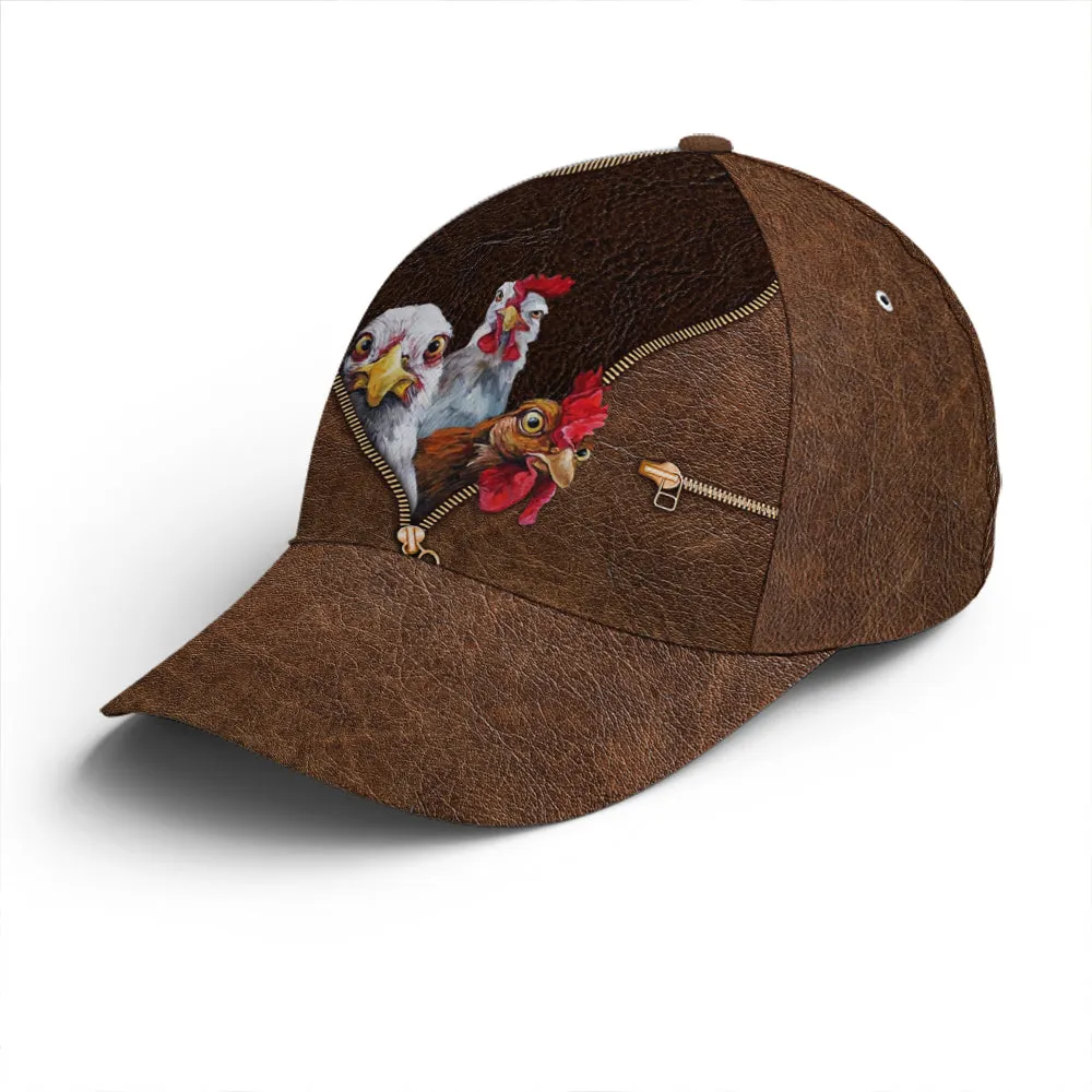 Funny Chicken Leather Style Baseball Cap Coolspod