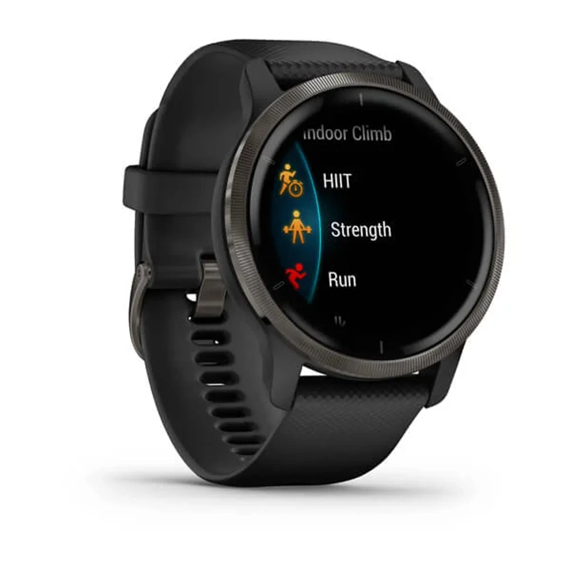 Garmin Venu 2 GPS Watch Slate Stainless Steel Bezel w/Black Case, Silicone Band