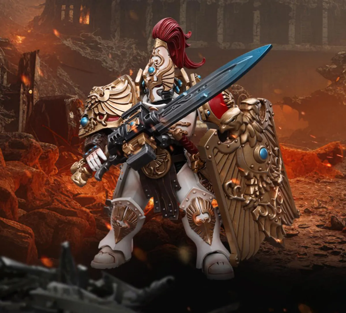 HiPlay JoyToy 40K: Adeptus Custodes Solar Watch Custodian Guard with Sentinel Blade and Praesidium Shield Action Figures