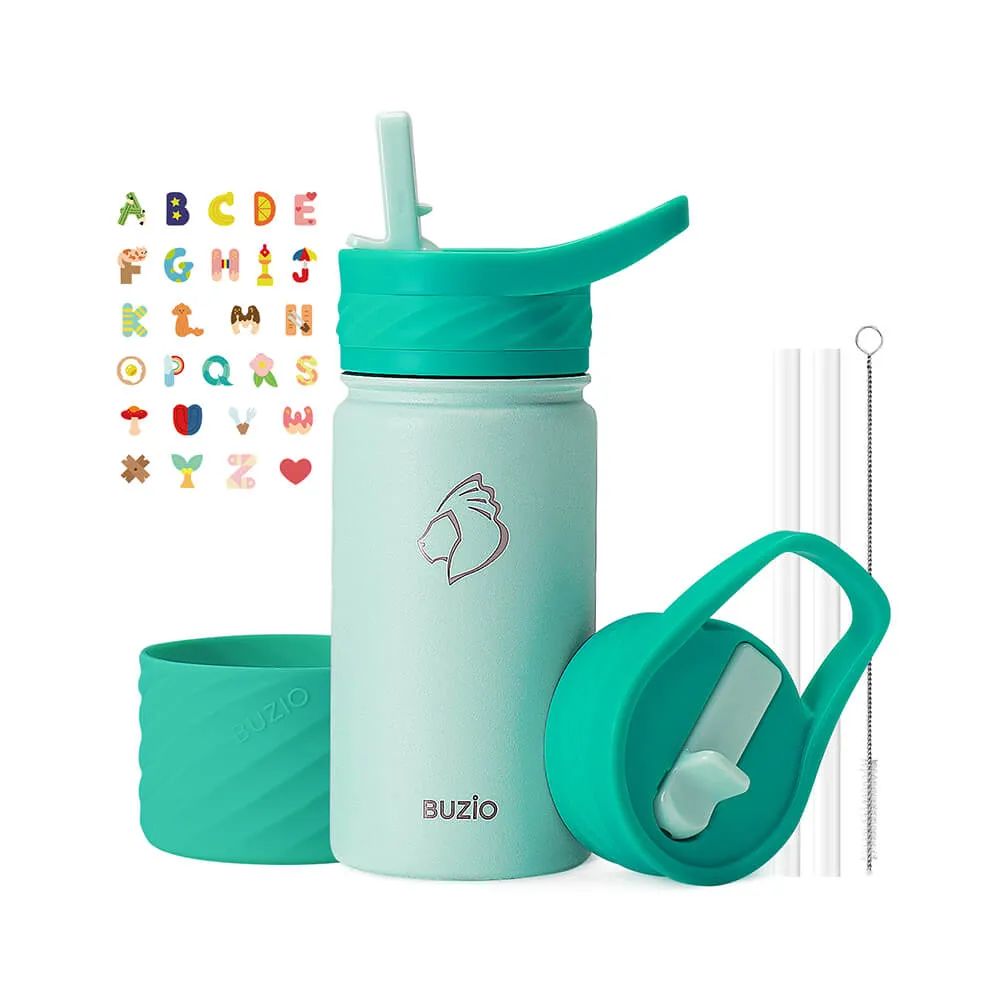 Insulated Straw Wate Bottles with Boot and Stickers For Kids | Jungle | 14 oz