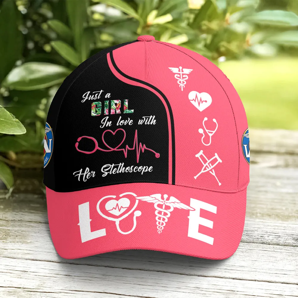 Just A Girl In Love With Her Stethoscope Baseball Cap Coolspod