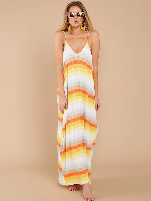 New 2018 Spaghetti Strap Beach Boho Maxi Dress