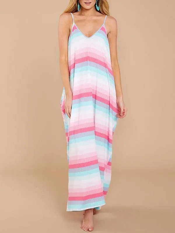 New 2018 Spaghetti Strap Beach Boho Maxi Dress
