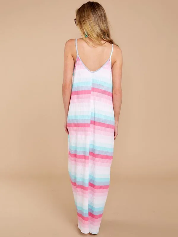 New 2018 Spaghetti Strap Beach Boho Maxi Dress