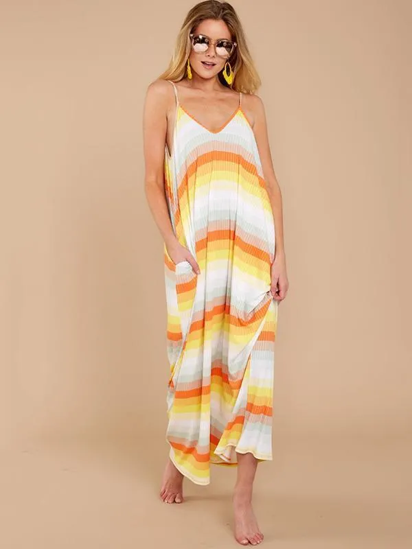 New 2018 Spaghetti Strap Beach Boho Maxi Dress