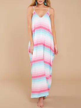 New 2018 Spaghetti Strap Beach Boho Maxi Dress