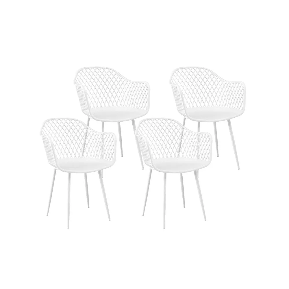 Set of 4 Ventilated Outdoor Dining Chairs - White