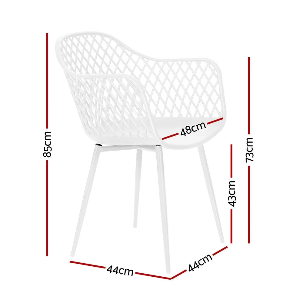 Set of 4 Ventilated Outdoor Dining Chairs - White
