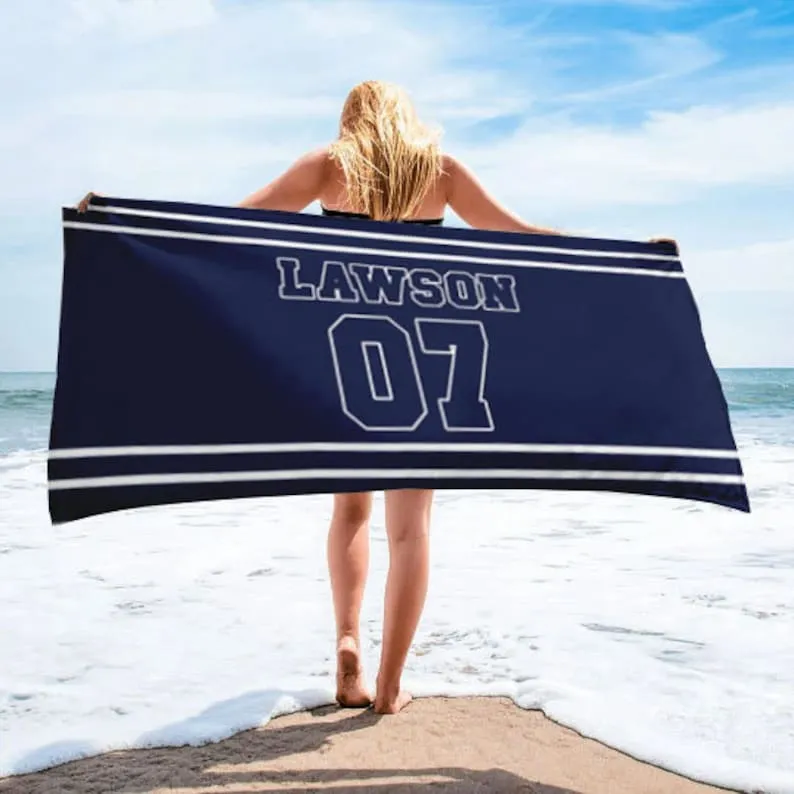 Sports Personalized Beach Towel Personalized Name Bath Towel Custom Pool Towel Beach Towel With Name Outside Birthday Vacation Gift