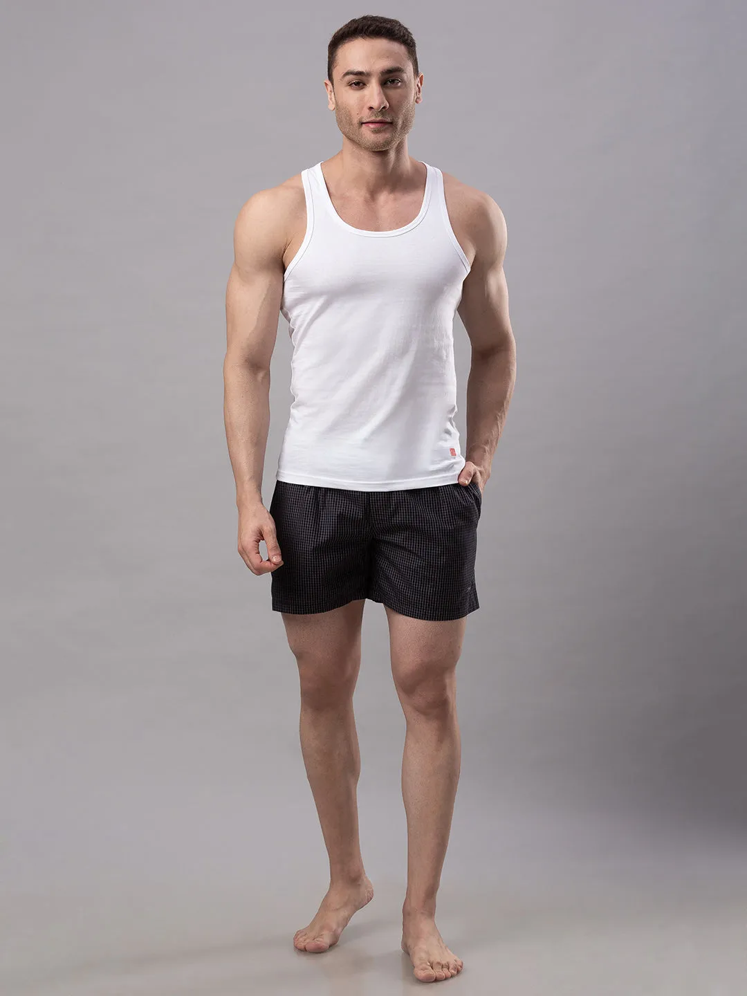 White 100% Cotton Vest (Round Neck)- Underjeans By Spykar